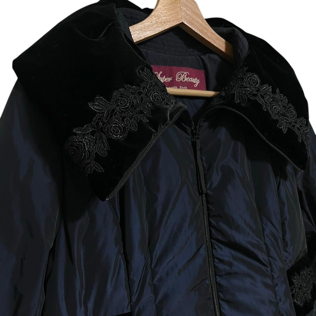 美品♡ 主役級 スーパービューティー ベルベット 薔薇 プリンセス ダウンコート