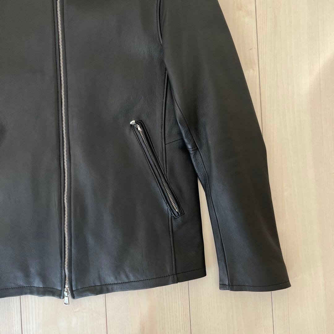 極美品 BEAUTY&YOUTH シングルレザー ライダース L ブラック