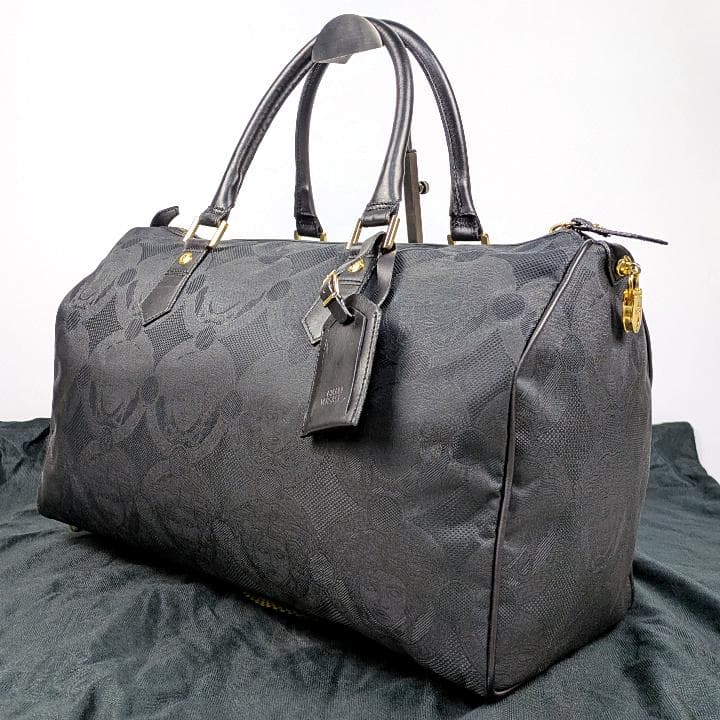 【美品】ジャンニヴェルサーチ ボストンバッグ ロゴ総柄 メデューサ ナイロン