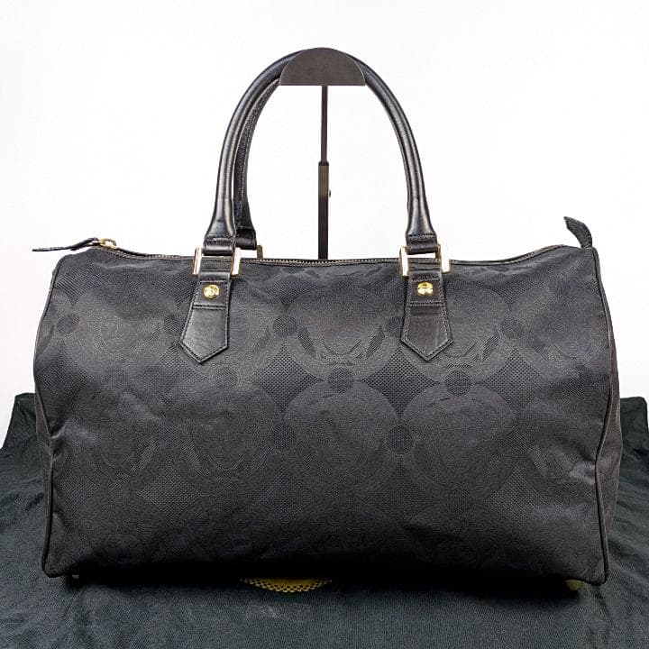 【美品】ジャンニヴェルサーチ ボストンバッグ ロゴ総柄 メデューサ ナイロン