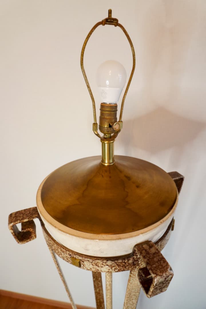 ヴィンテージ フロアランプ 革 アイアン 真鍮