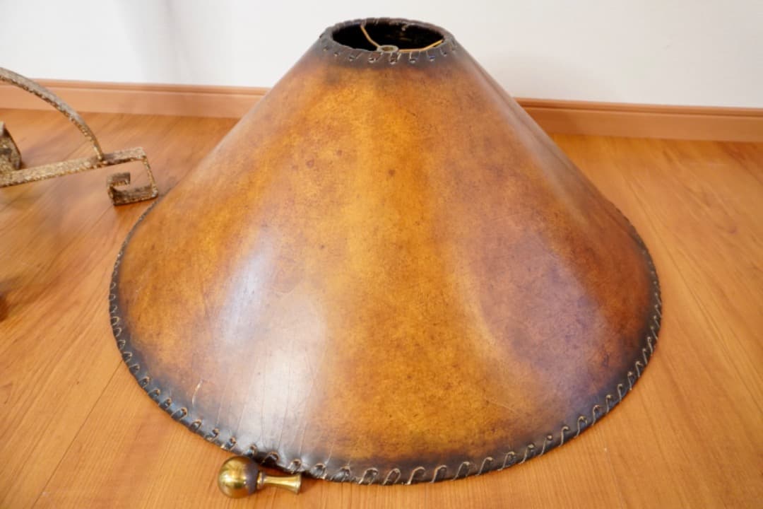 ヴィンテージ フロアランプ 革 アイアン 真鍮