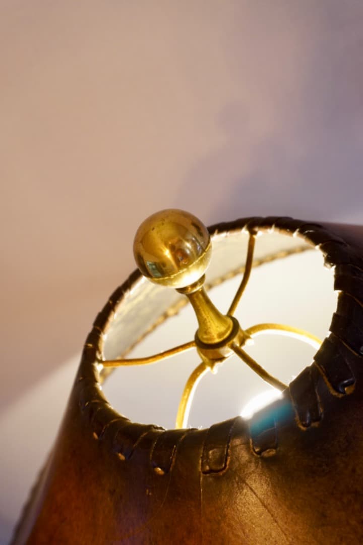 ヴィンテージ フロアランプ 革 アイアン 真鍮