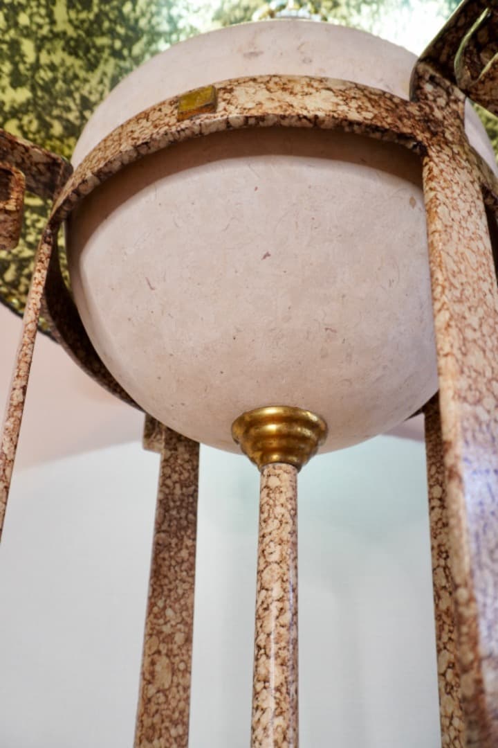 ヴィンテージ フロアランプ 革 アイアン 真鍮