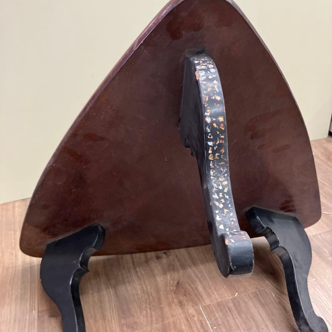 4F アンティーク 三角形 ミニテーブル 猫脚 螺鈿細工 飾り台 ヴィンテージ