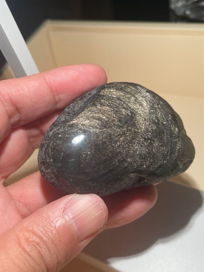 研磨品　十勝石玲瓏　ゴールドシラー　特級品　レインボーオブシディアン
