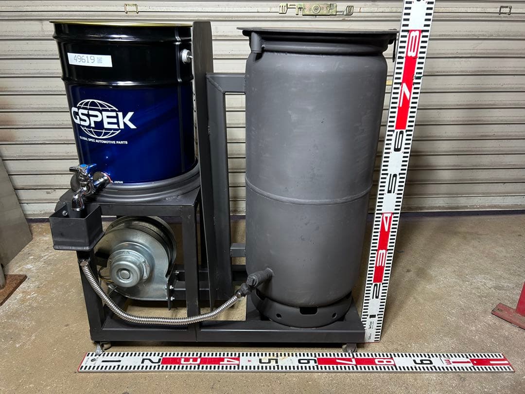 鍛冶工のプロが製作 廃油 ストーブ スライド蓋 キャスターロック付 送料無料