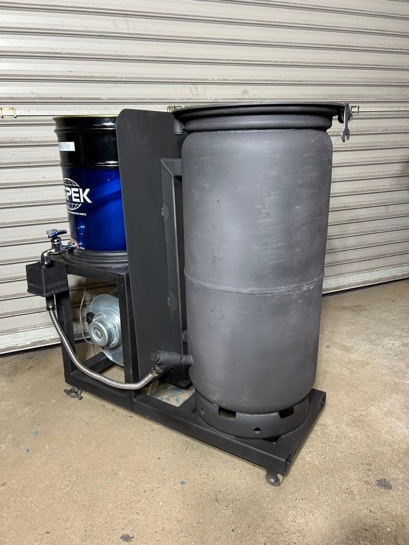 鍛冶工のプロが製作 廃油 ストーブ スライド蓋 キャスターロック付 送料無料