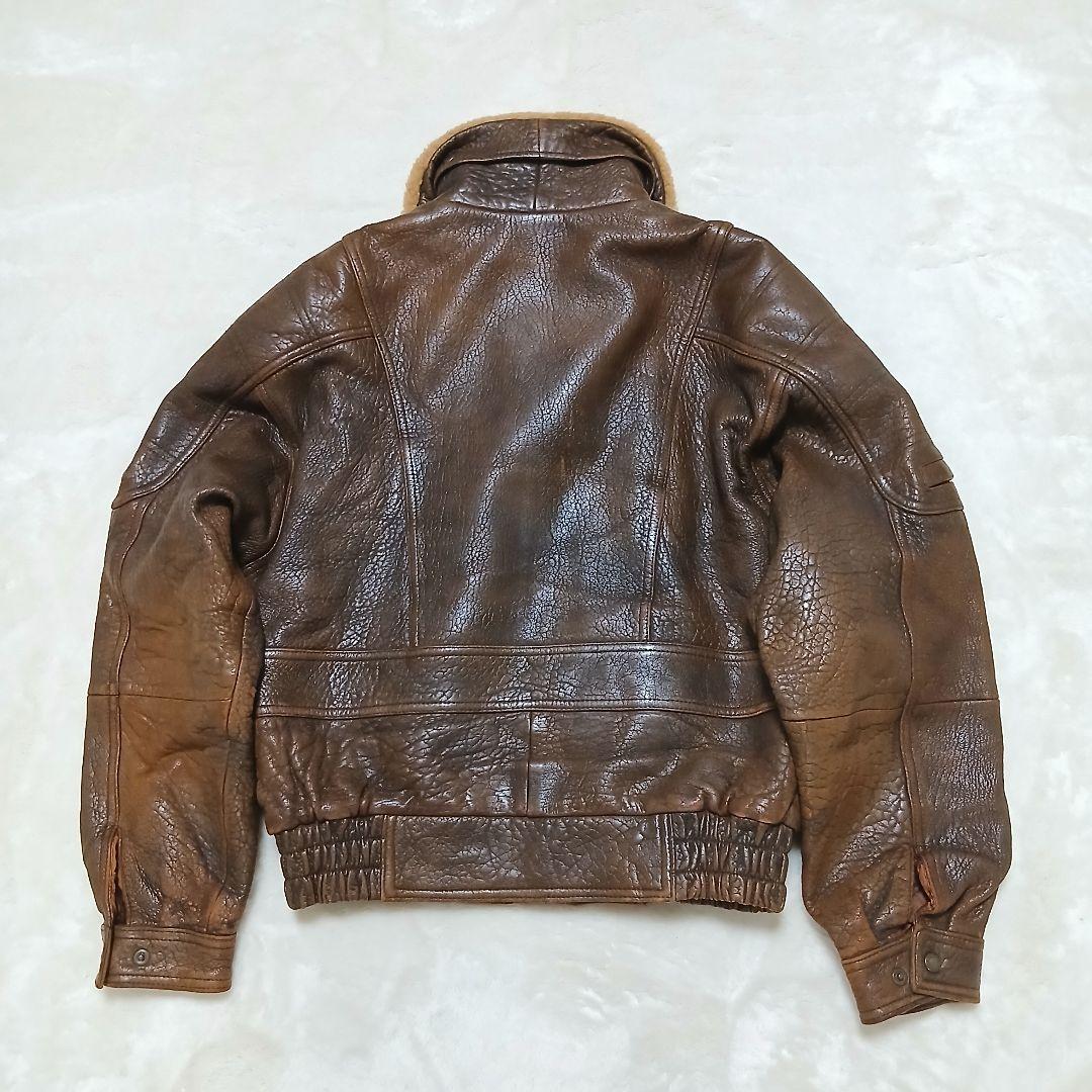 【希少サイズ】 Wind Armor 襟ボア G1レザージャケット 裏地総柄