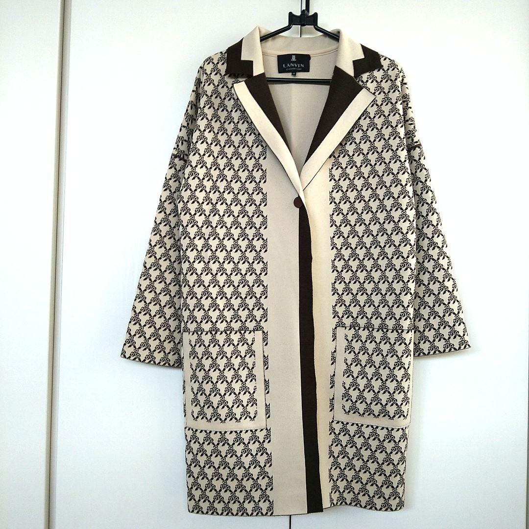 【極美品】 LANVIN ランバンコレクション ジャカードニットコート ベージュ