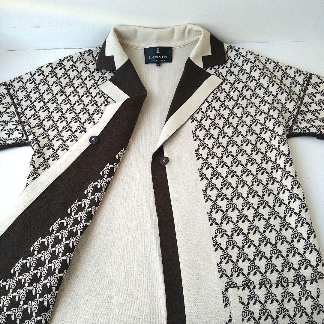 【極美品】 LANVIN ランバンコレクション ジャカードニットコート ベージュ