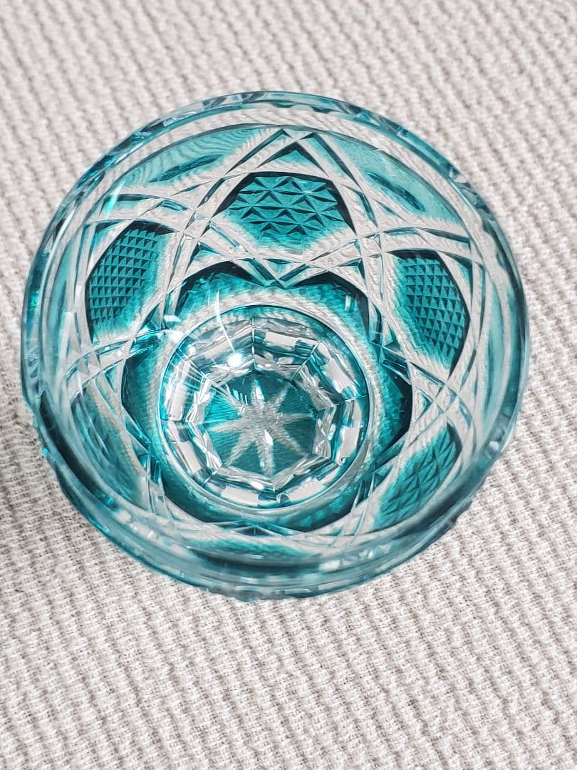 【美色＊美品】薩摩切子の馬上杯　ギヤマン　ビードロ　ガラス細工　酒器　盃　赤　青