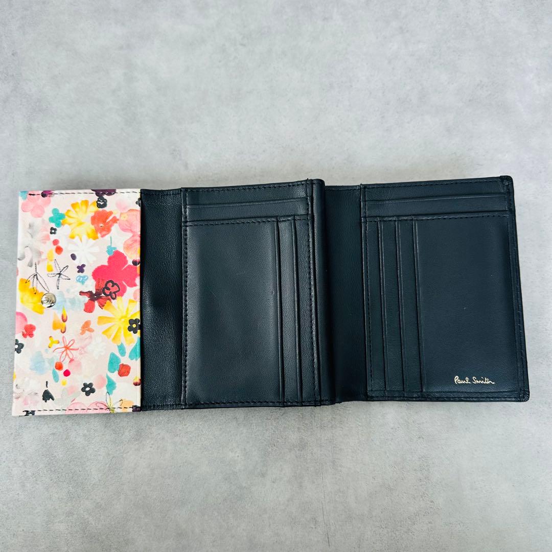 廃盤✨Paul Smith マーガレットプリントトリム がま口 三つ折り財布②