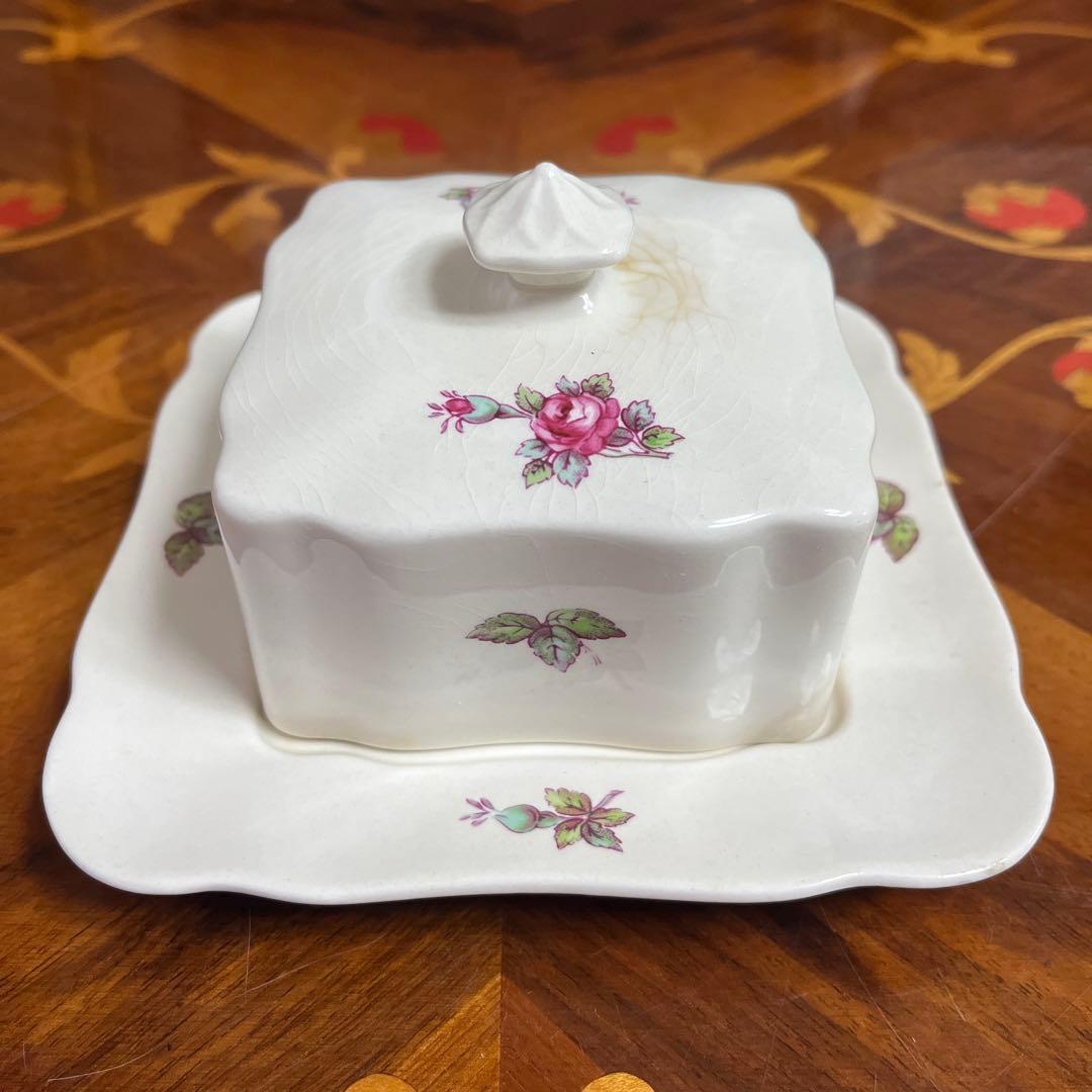 【アンティーク】スポード ビリングスレイローズ バターケース レア 訳あり