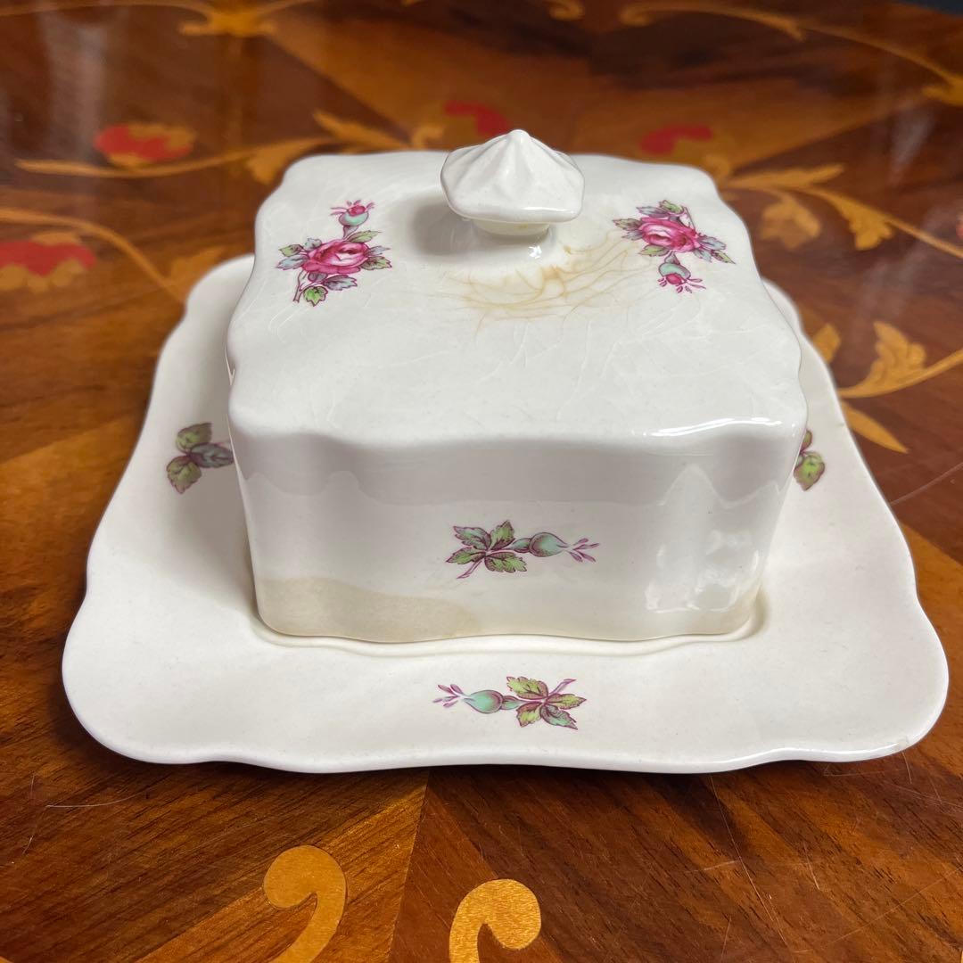 【アンティーク】スポード ビリングスレイローズ バターケース レア 訳あり