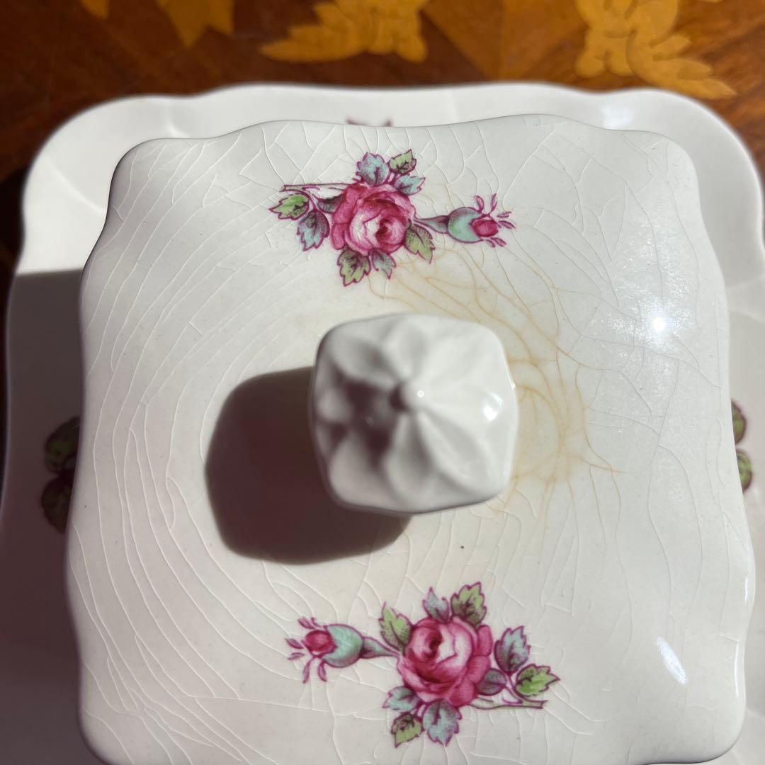 【アンティーク】スポード ビリングスレイローズ バターケース レア 訳あり