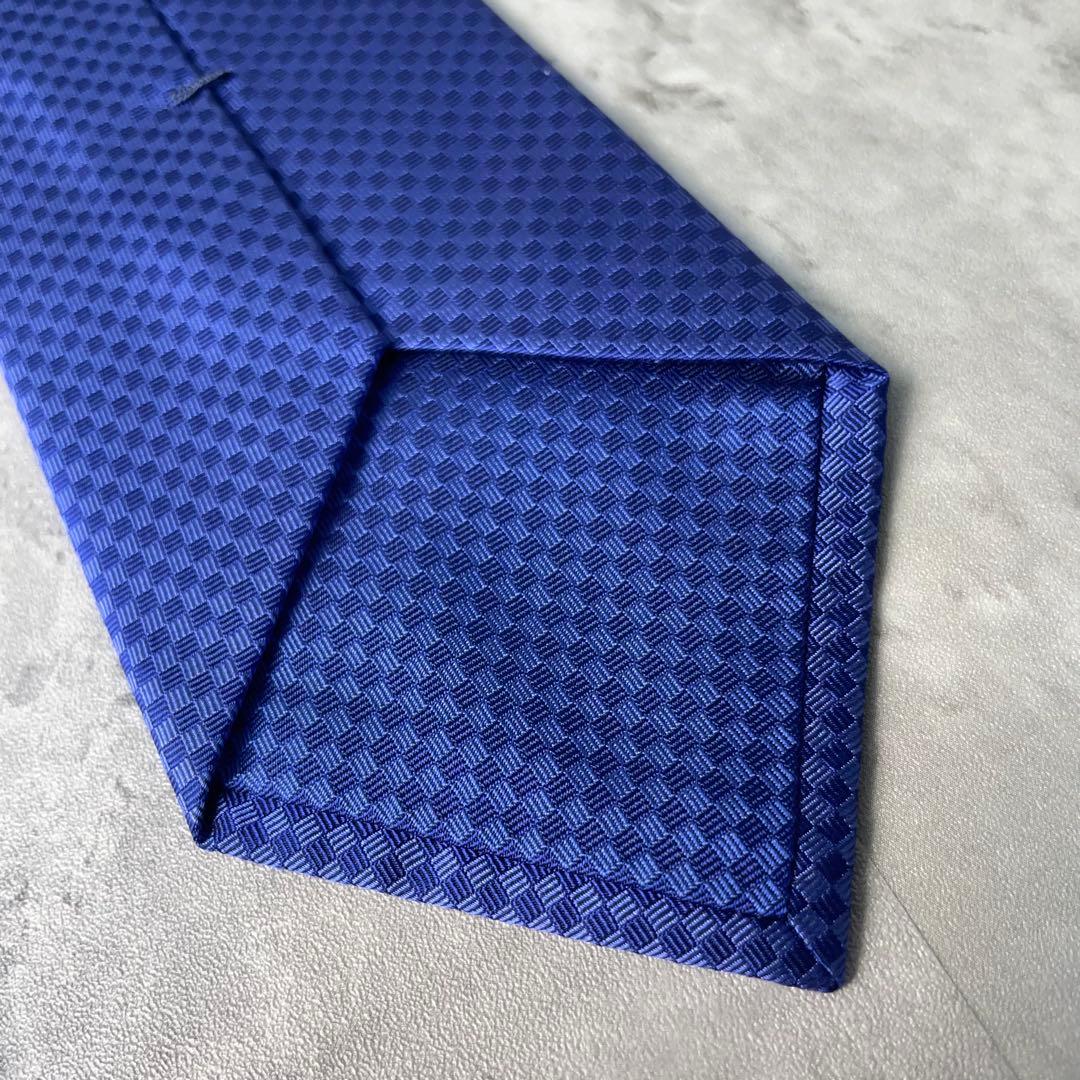 美品 LOUIS VUITTON マイクロダミエ LVロゴ ネクタイ ブルー 青