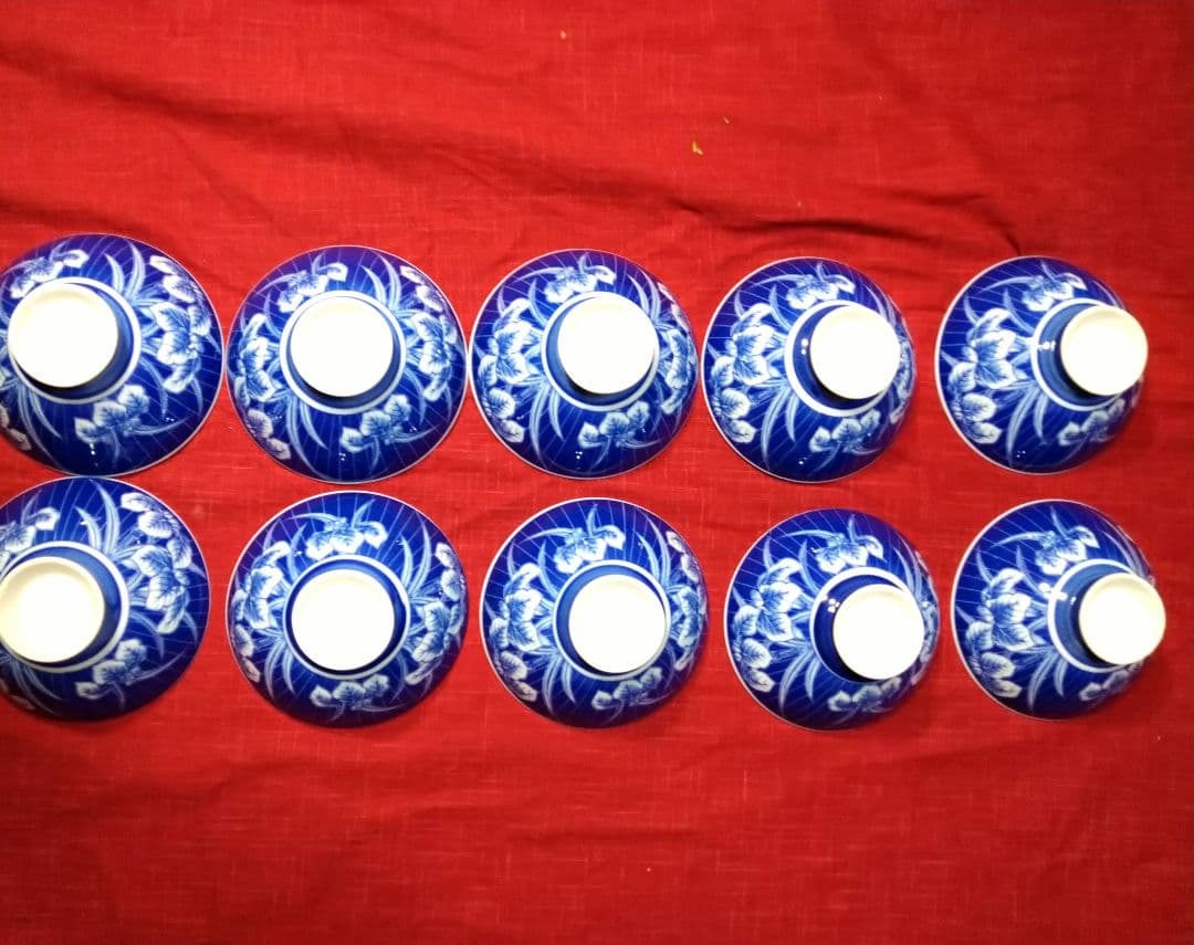 ♦染付け「呉須」【有田焼】♥50年前ヴィンテージ品♥高級感漂うお茶碗１0皿