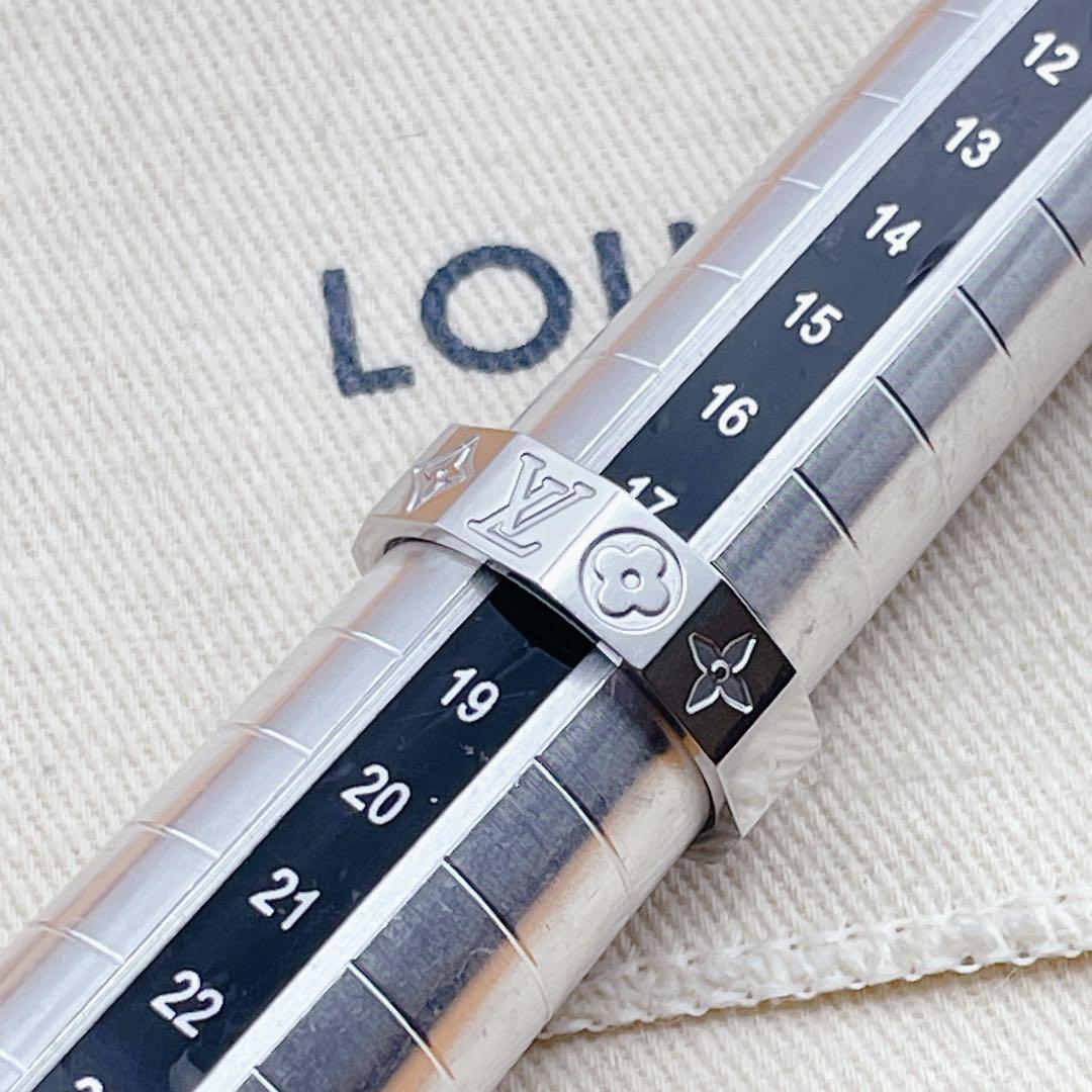 LOUIS VUITTON リング　モノグラム　キューブ　シルバー　ブロック