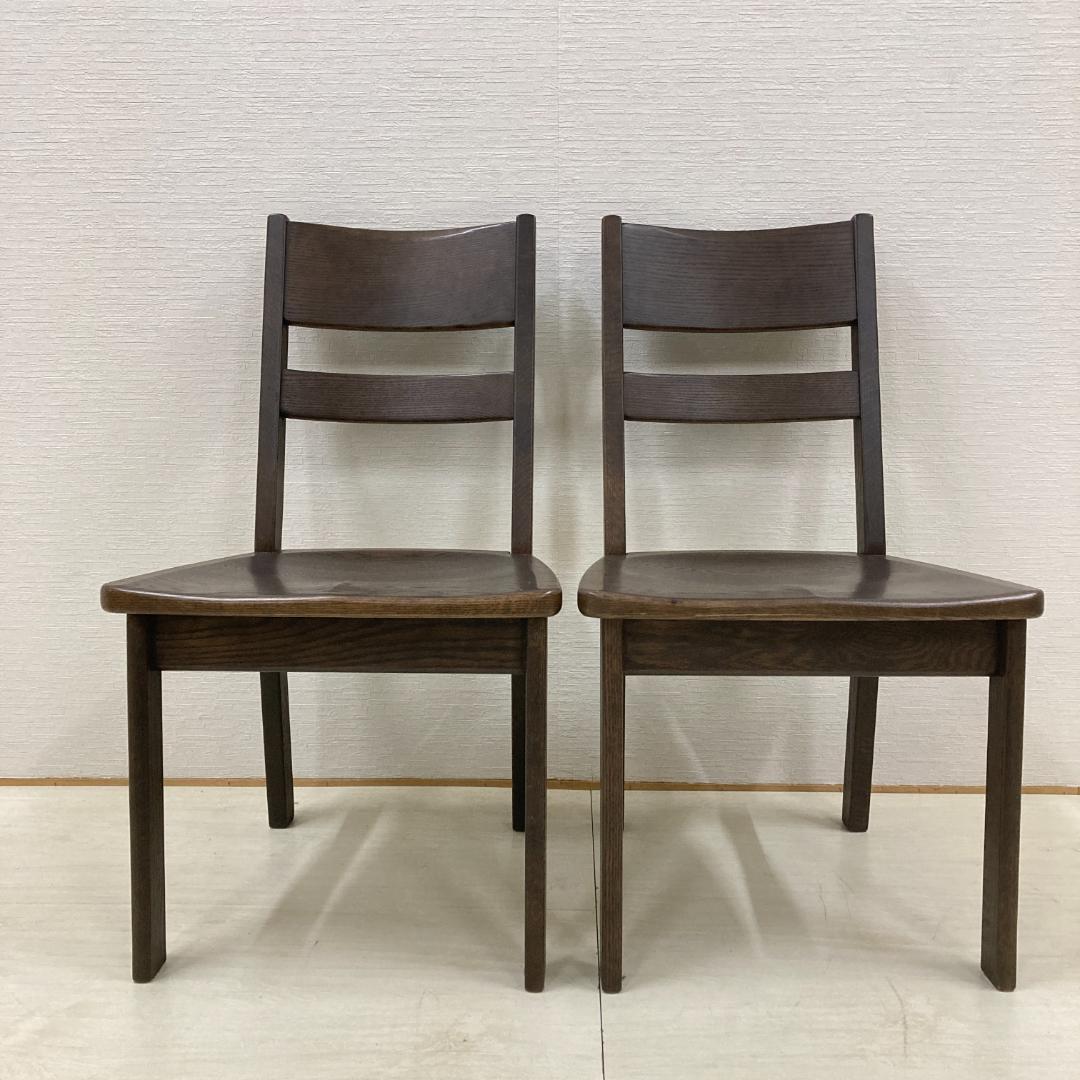 【浜本工芸】オーク材　ダイニングチェア　椅子　2脚セット　天然木　A