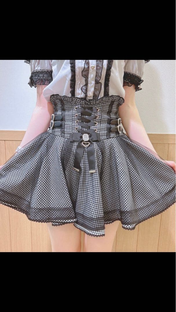 リズリサ　LIZLISA♡レースアップコルセットライクスカパン黒♡