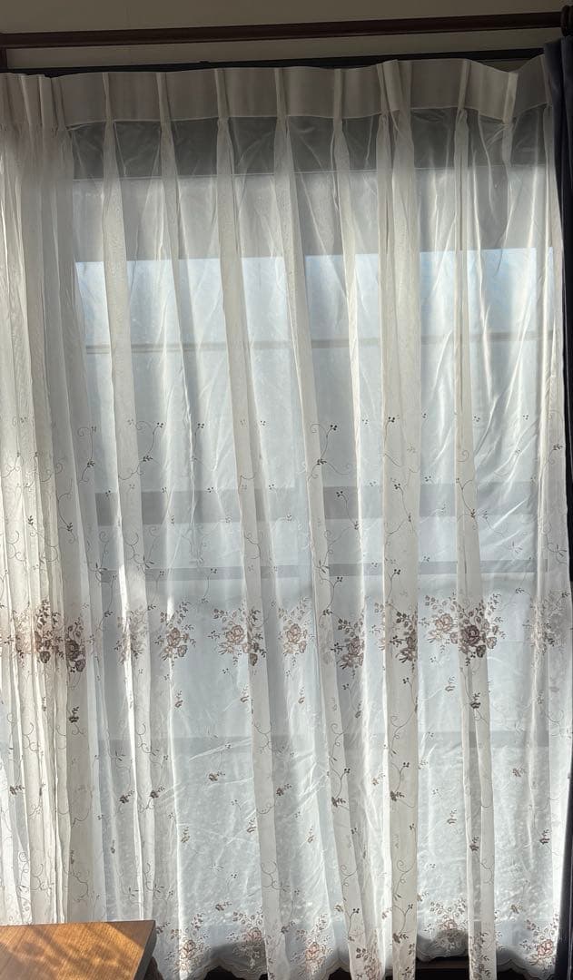 オーダーカーテン シャンパンゴールド刺繍200cmx240~260cm