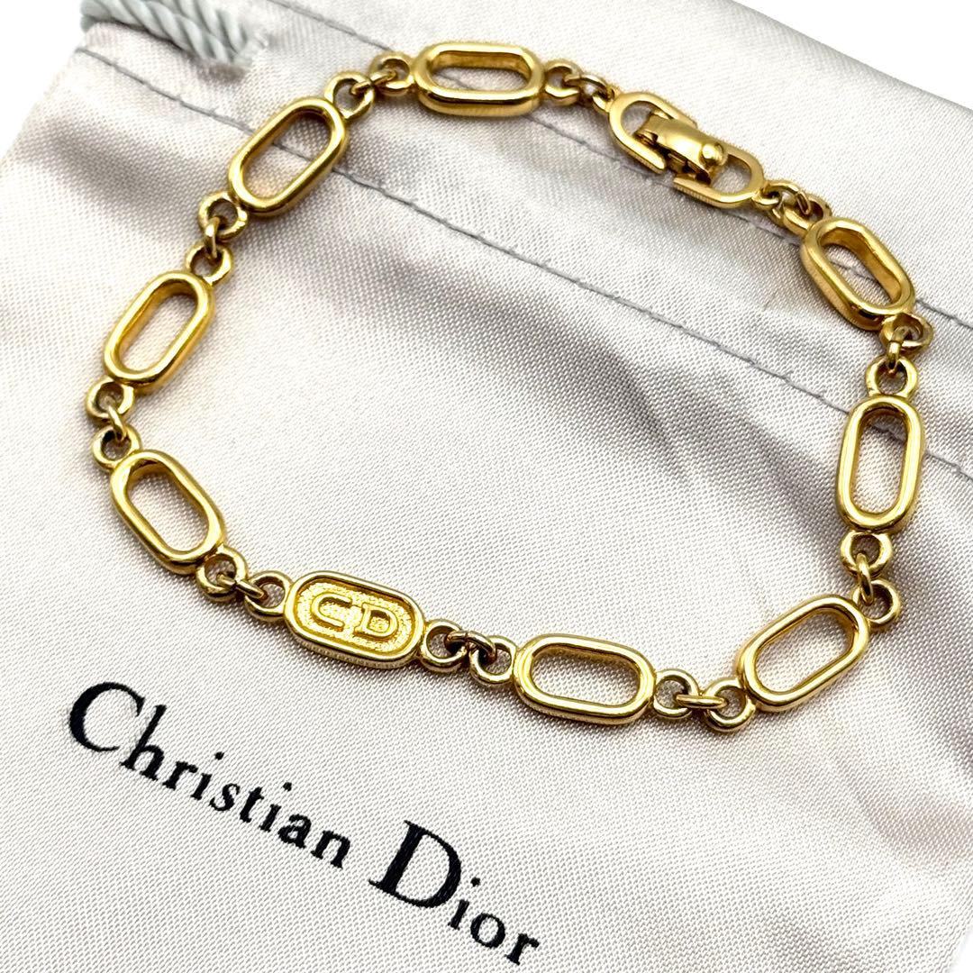 美品✨Dior クリスチャンディオール ゴールド ロゴチャーム ブレスレット