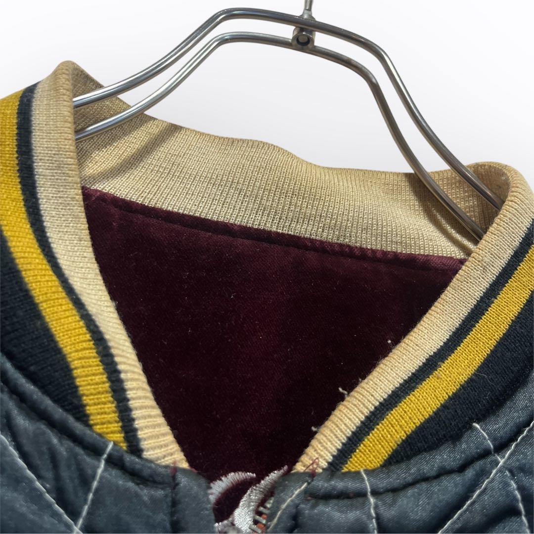 ベロア スカジャン 刺繍 鷲 龍 別珍 えんじ Y2K リバーシブル