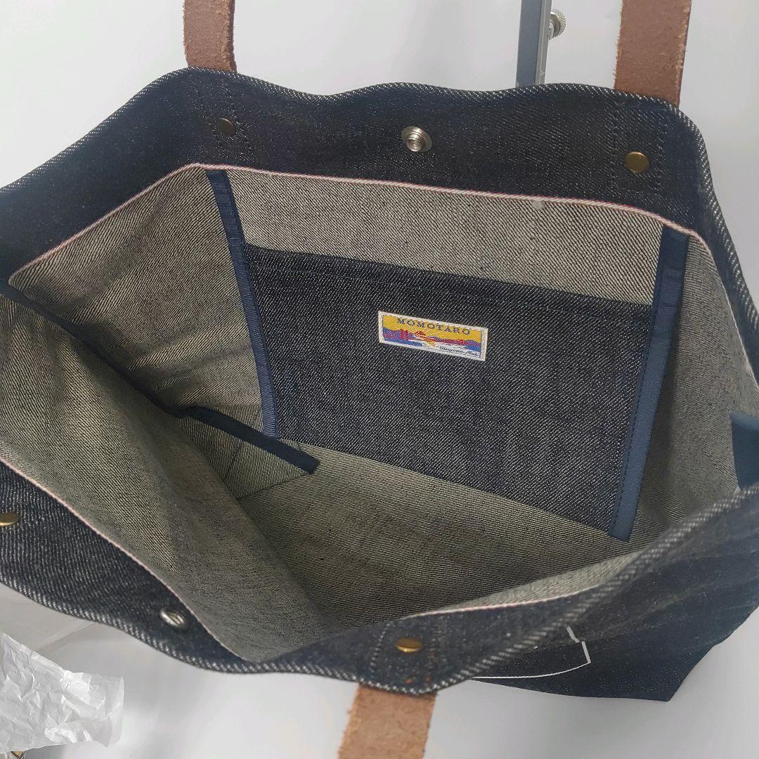 桃太郎ジーンズ　トートバッグ　デニム　牛革