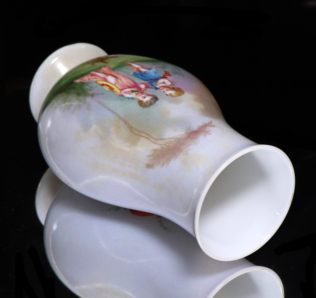 オールド・バカラ 博物館級 大型 オパーリンクリスタル製 手彩色子供図飾壷 花瓶