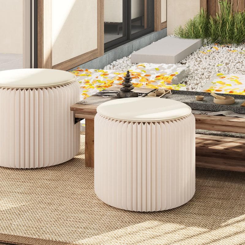 ペーパースツール白い2点セットクッション付き折りたたみスツール待合室美容室玄関