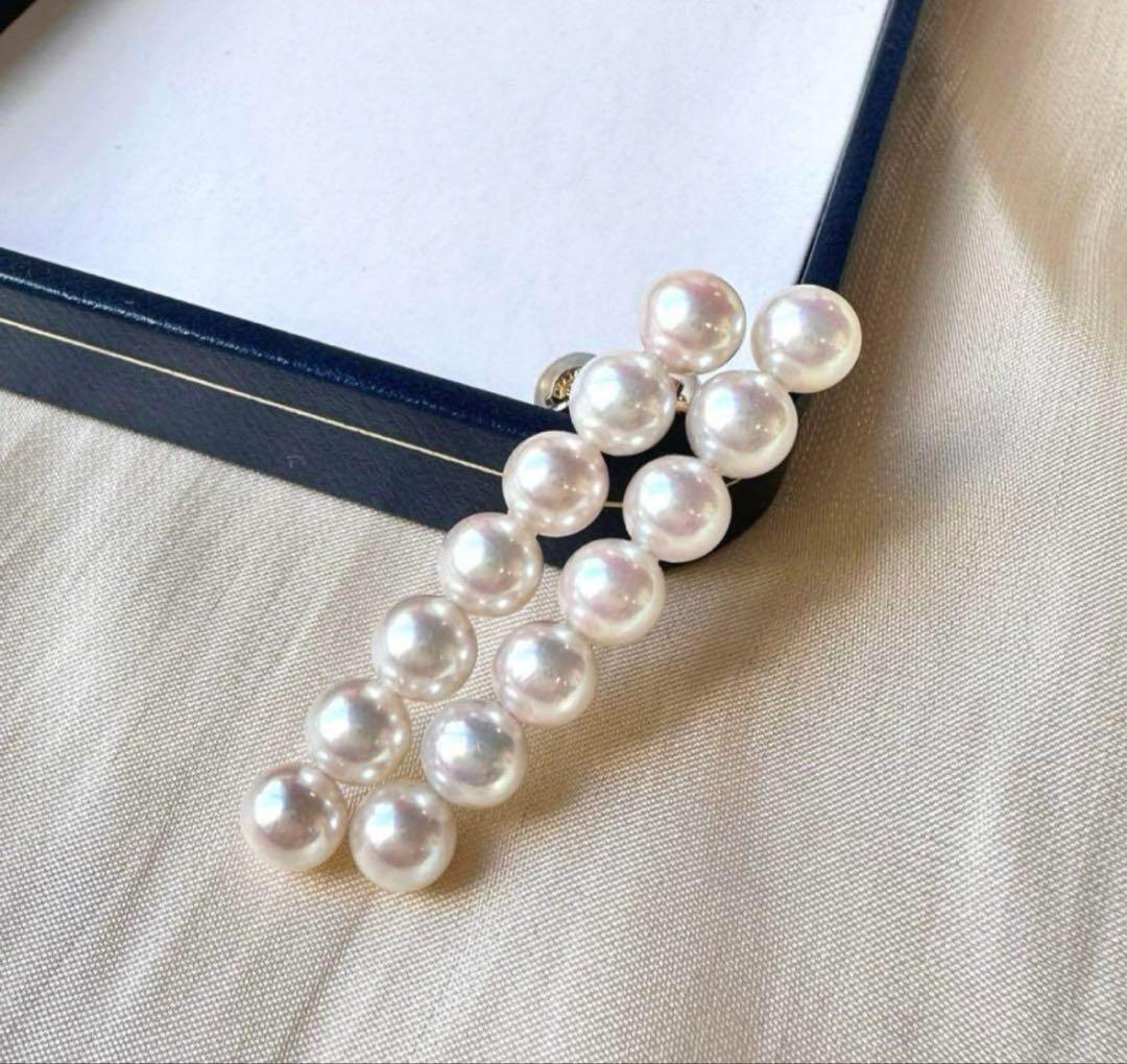 【大幅値下げ】K18YG アコヤ真珠　7pcsロングピアス