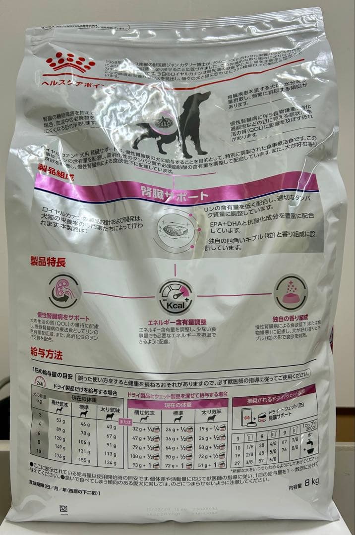ロイヤルカナン 犬用 腎臓サポート 8kg 1袋