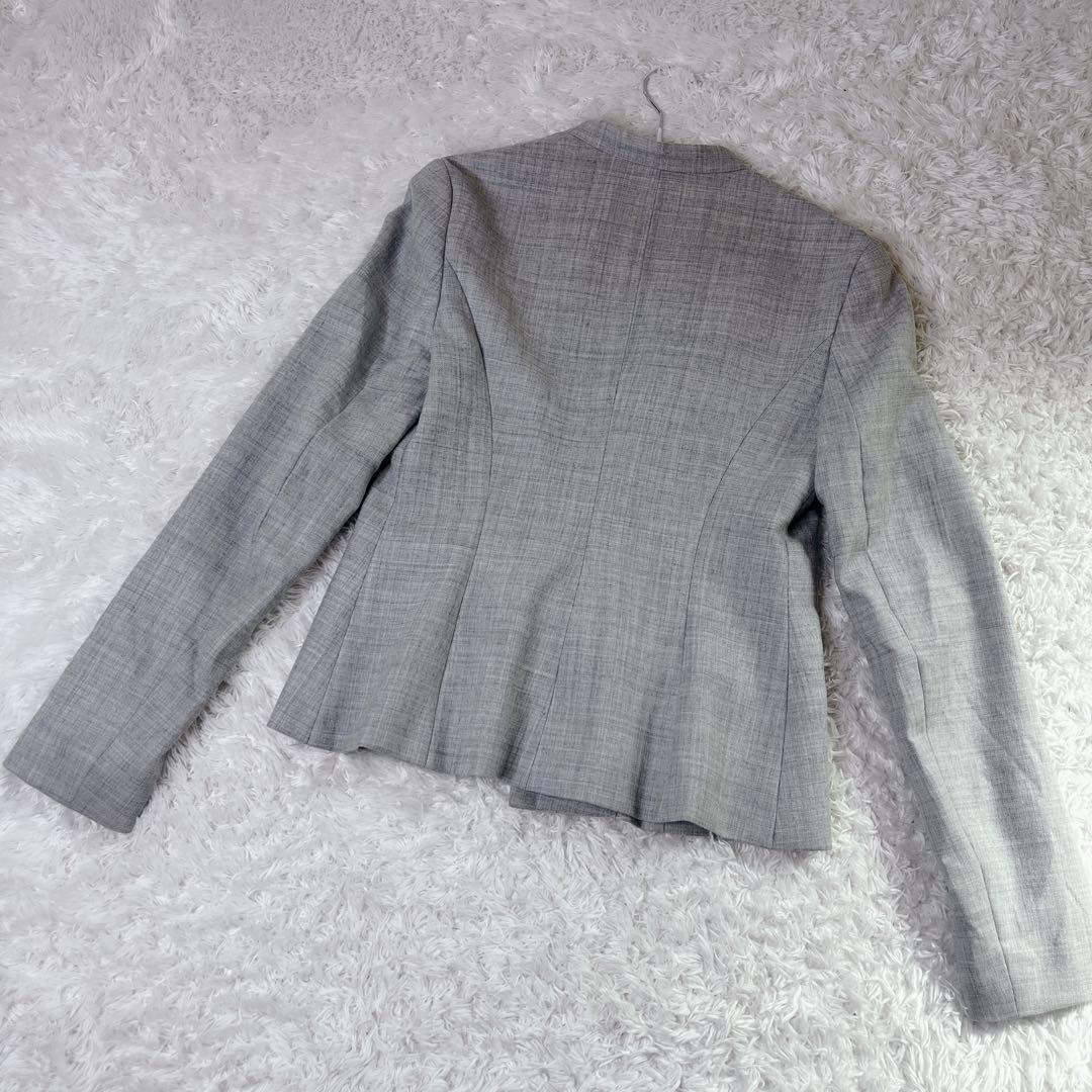 【美品】セオリー ノーカラーパンツスーツセットアップ ライトグレー M 現行タグ