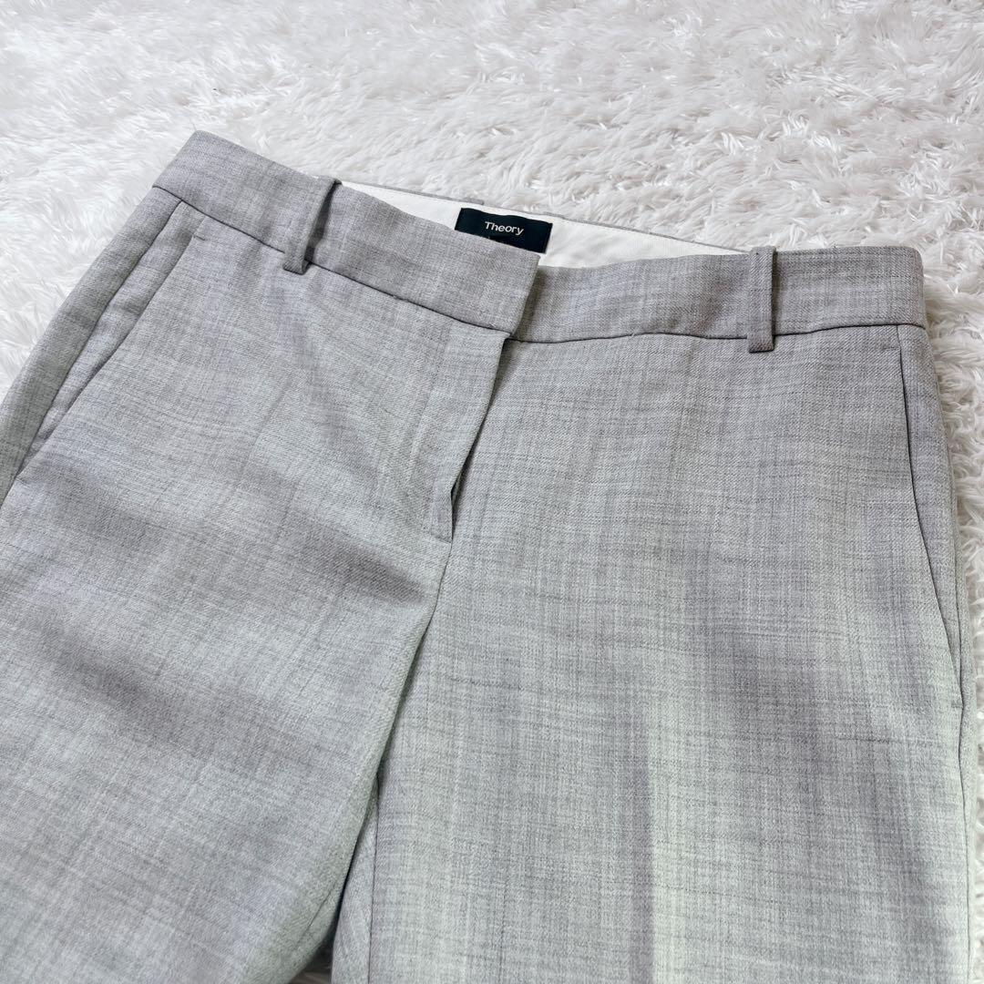 【美品】セオリー ノーカラーパンツスーツセットアップ ライトグレー M 現行タグ