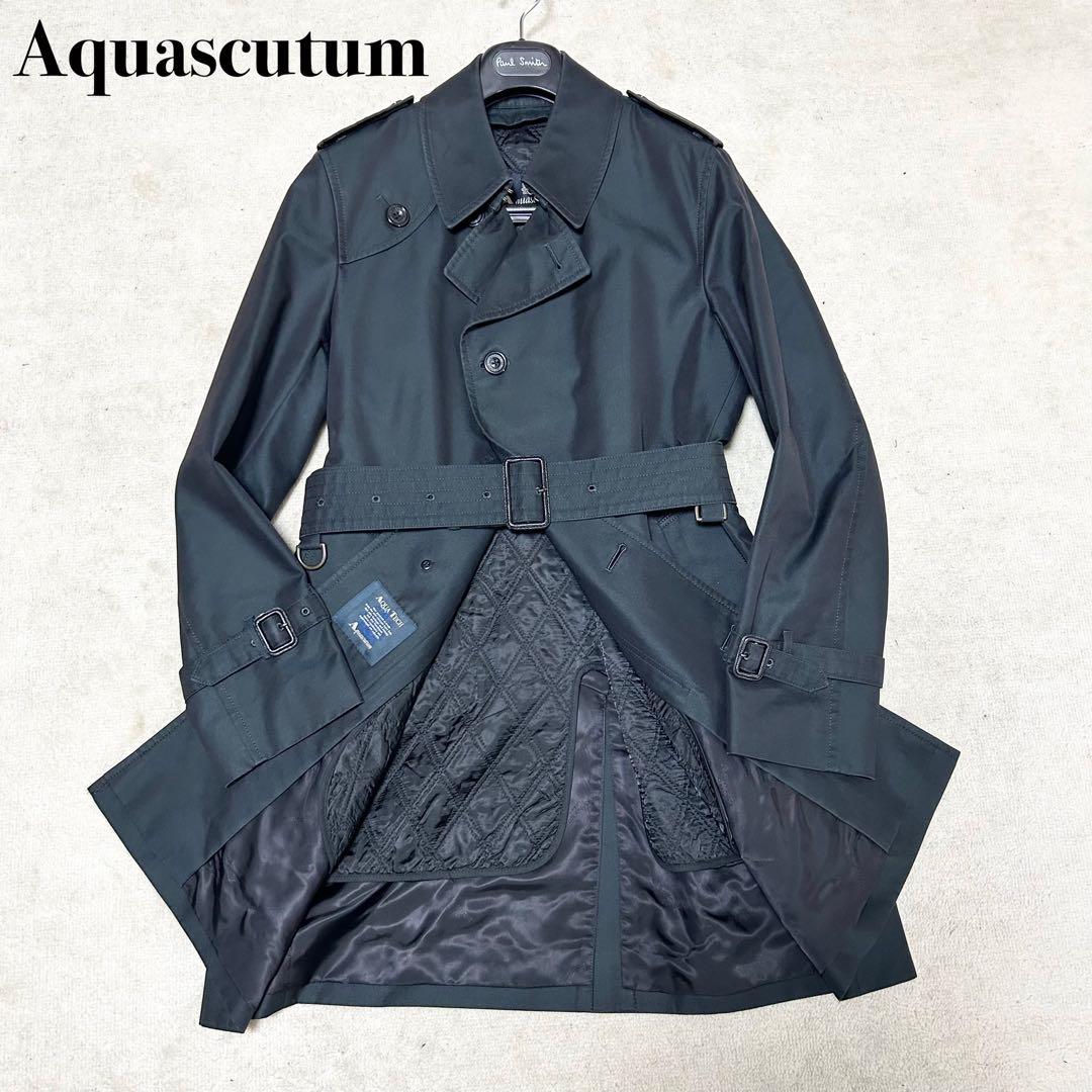 美品　アクアスキュータム　トレンチコート　キルティングライナー付　ベルト　玉虫色