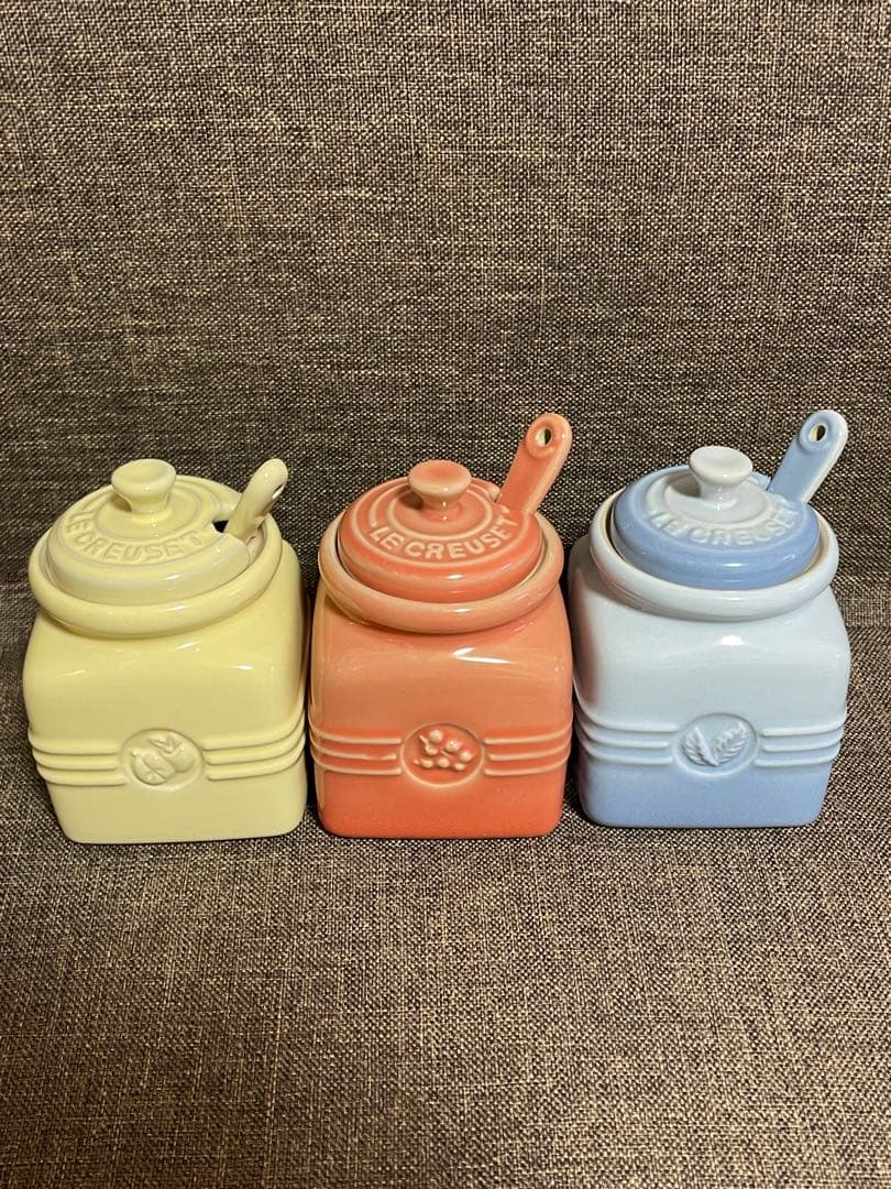 ル・クルーゼ　ジャムポット　調味料入れ　スプーン付き　3点セット