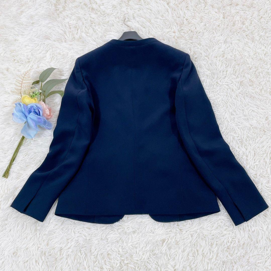 極美品　プラステ　ノーカラー　パンツスーツ　ネイビー　XS