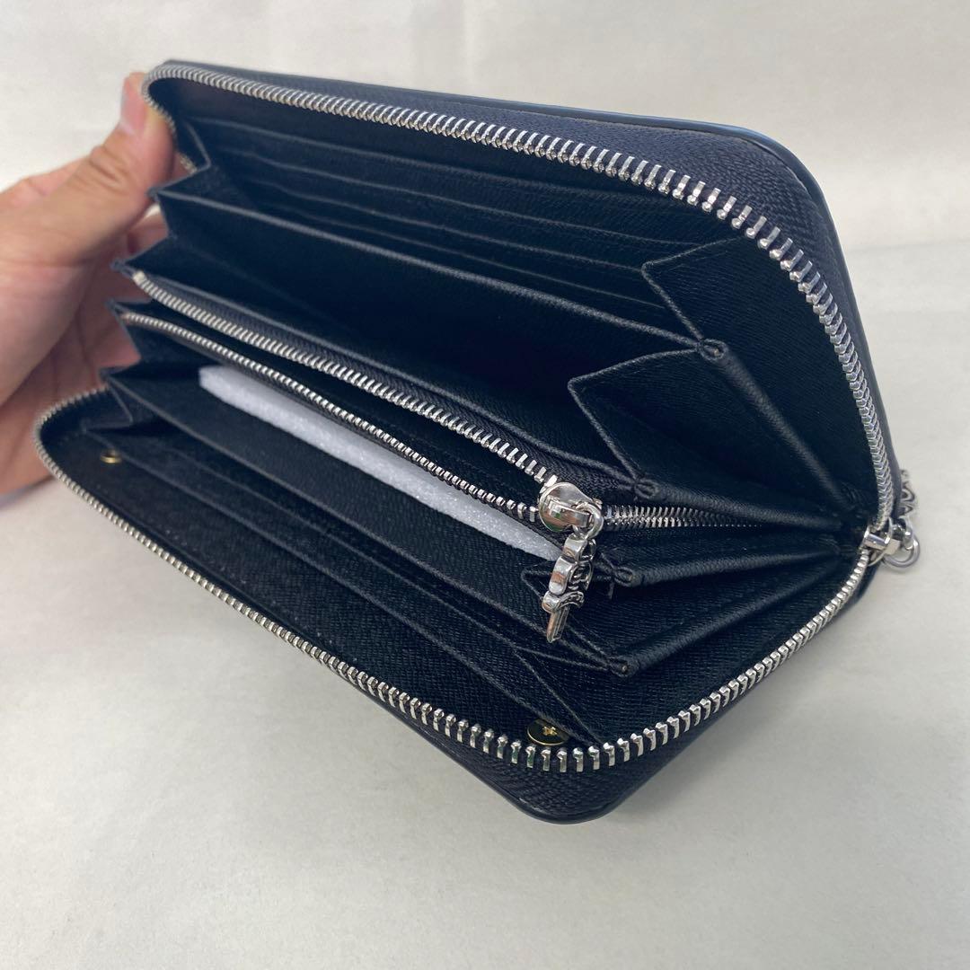 ハンドメイド クロス財布 メンズ 長財布 牛革 小銭入れ 革財布 ダガーチャーム