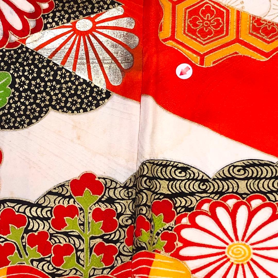 子供着物 七五三 十三詣り 花草模様 流水 暈し 金駒刺繍 金彩 CK-7386