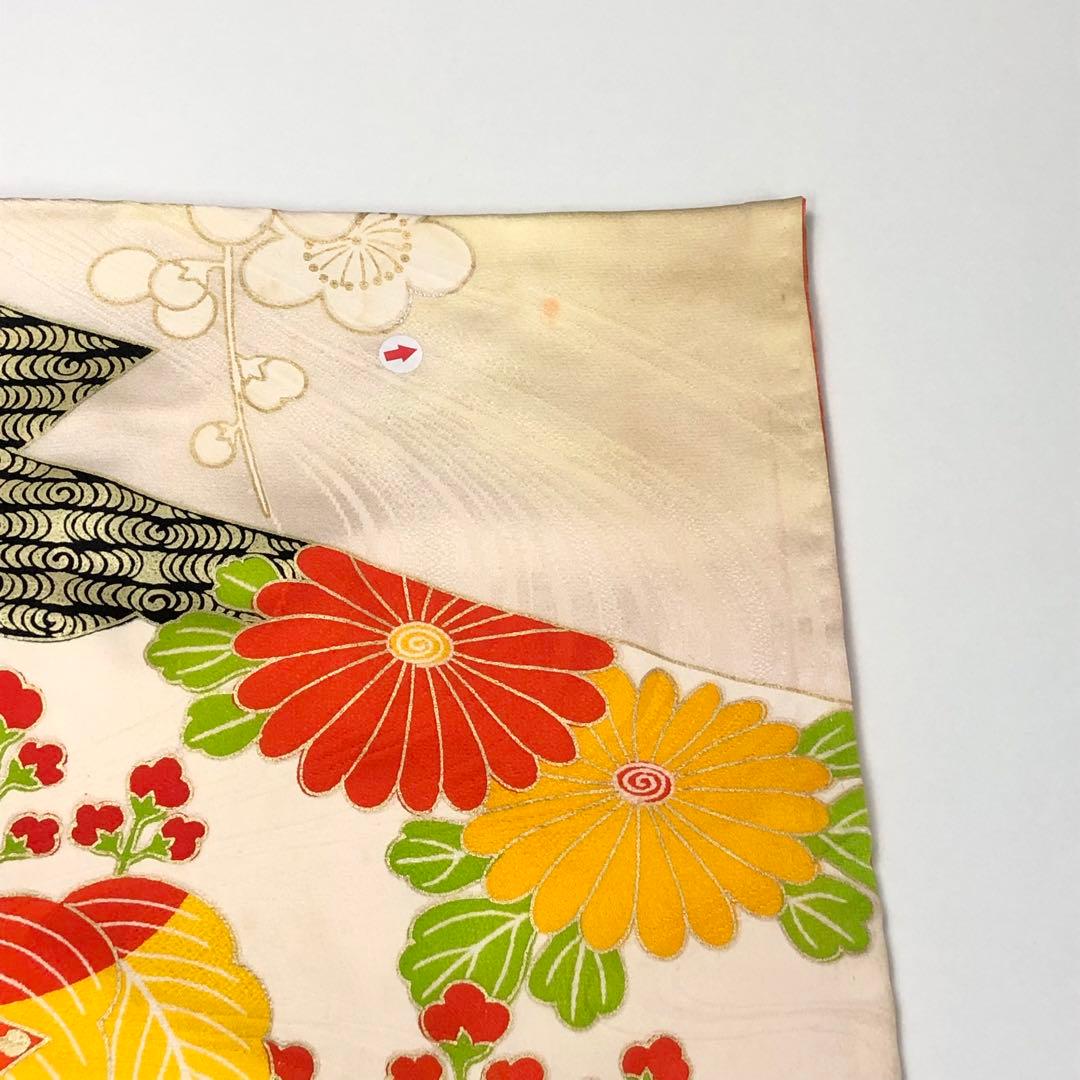 子供着物 七五三 十三詣り 花草模様 流水 暈し 金駒刺繍 金彩 CK-7386