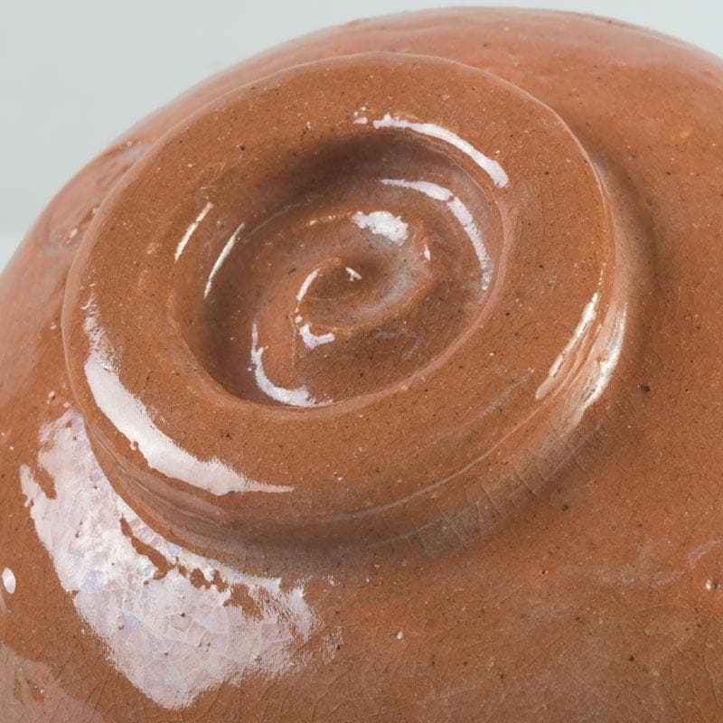 茶道具　楽焼　八事窯　五代　中村道年作　赤楽茶碗　共布共箱　V　9897