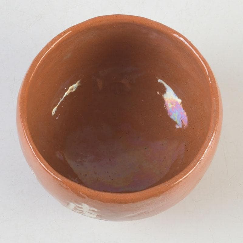 茶道具　楽焼　八事窯　五代　中村道年作　赤楽茶碗　共布共箱　V　9897