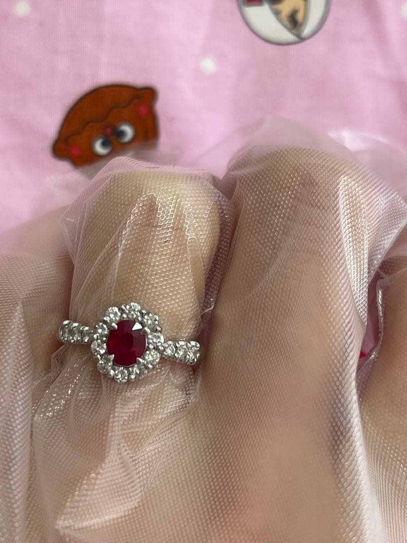 h*a様 ルビー0.38カラットダイヤ0.51カラットプラチナ8号リング