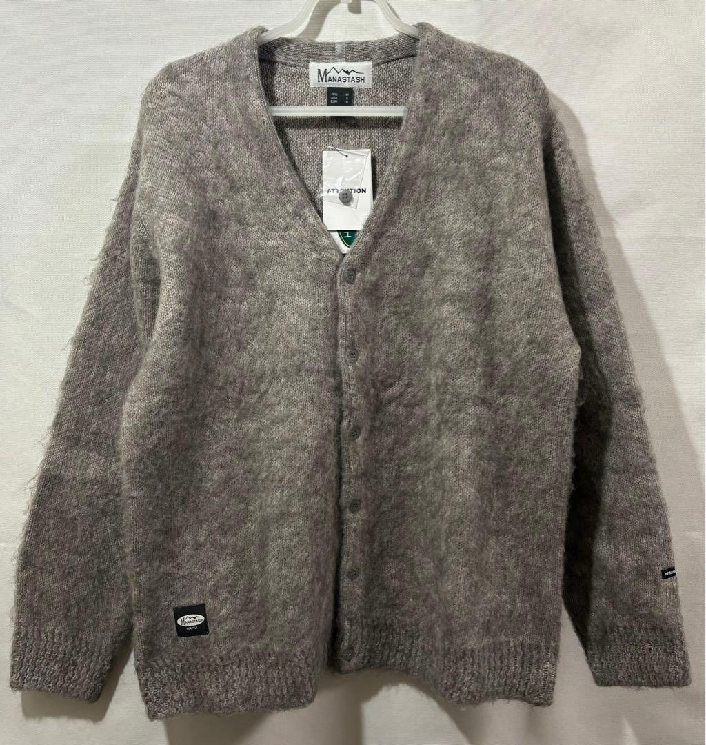 manastash モヘアカーディガン グレー M モヘア カーディガン