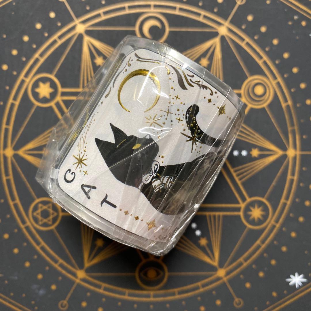 【9485】海外5m巻　金箔カッティングマスキングテープ　猫　カード　装飾背景系