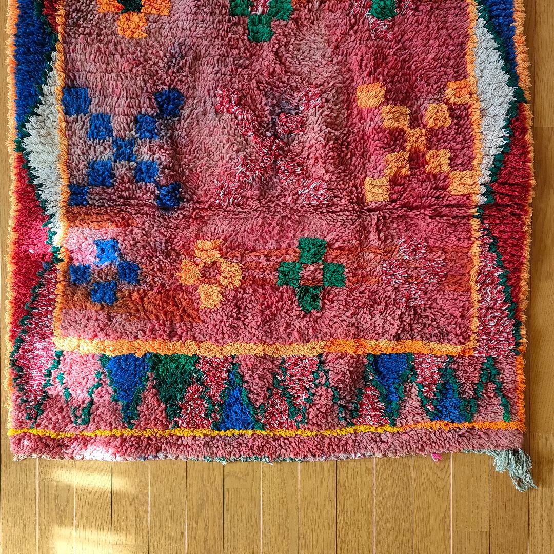 ヴィンテージ モロッコ製 アシンメトリーデザインラグ 195×103cm