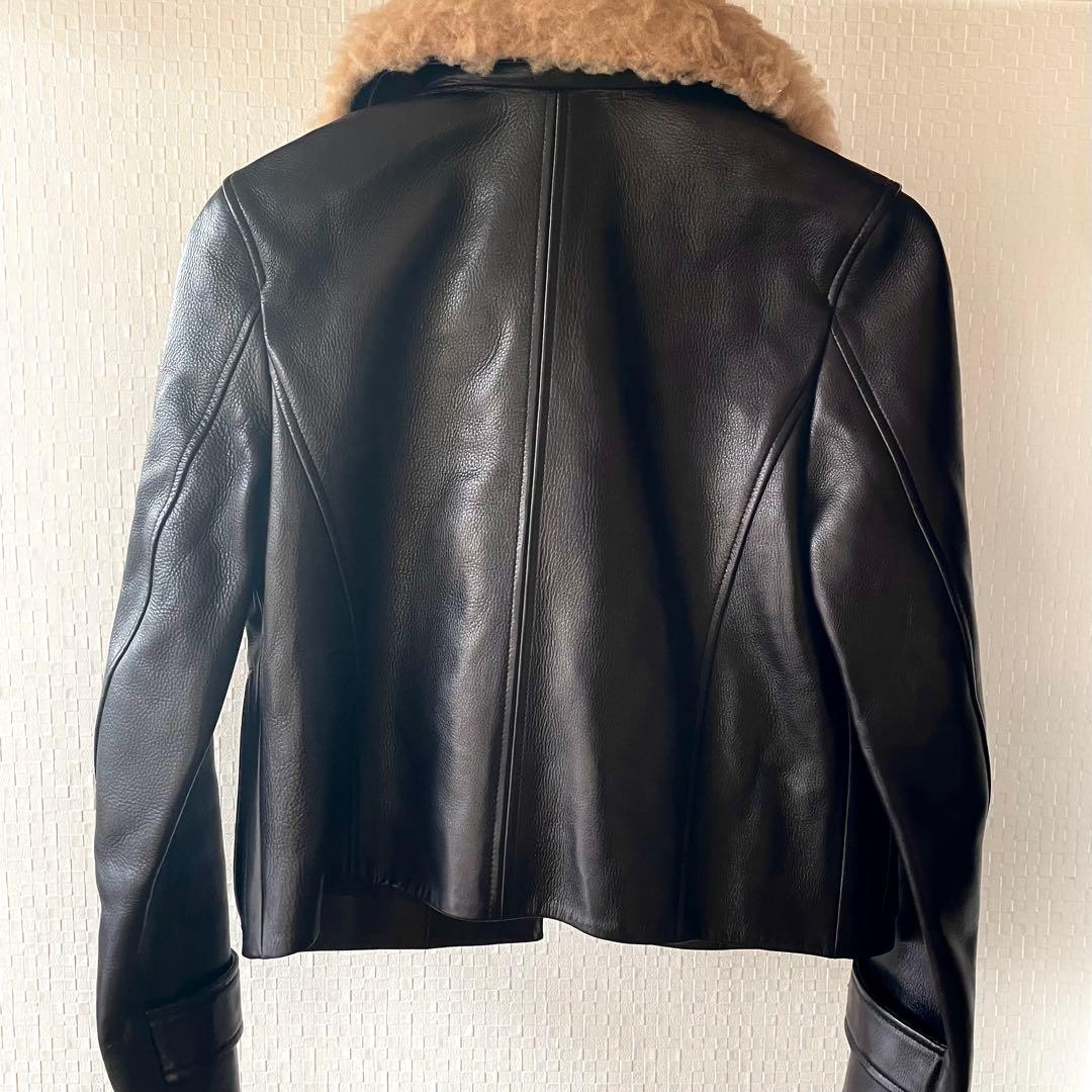 Acne Studios 牛革羊毛シアリングトリムレザージャケット 36