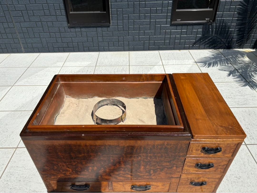 囲炉裏テーブル 座卓 引出し付き 火鉢 ローテーブル 手あぶり 暖炉 和家具