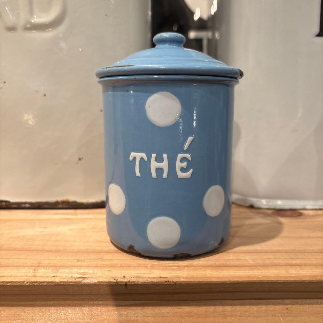 タイムセール！60年代頃　フランス　ホーローキャニスター　3点セット